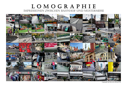 Lomographie Basel, farbig, vom Bahnhof bis zur Musstermesse